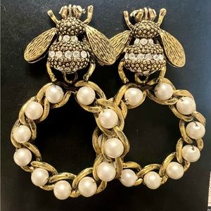 These bumblebee pearl earrings are a show stopper. Dress them up or down!